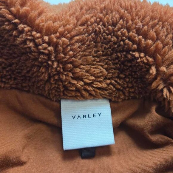 L (w flaw) Varley from Anthropologie sherpa Jones coat Caramel Cafe - Picture 4 of 10